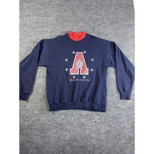 Vintage Graphic Sweatshirt Red White And Blue Double Collar‎ Large Unisex